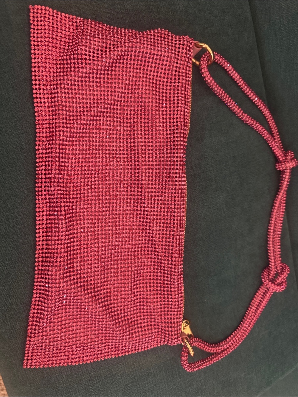 Sparkling Fuchsia Crystal Mesh Shoulder Bag